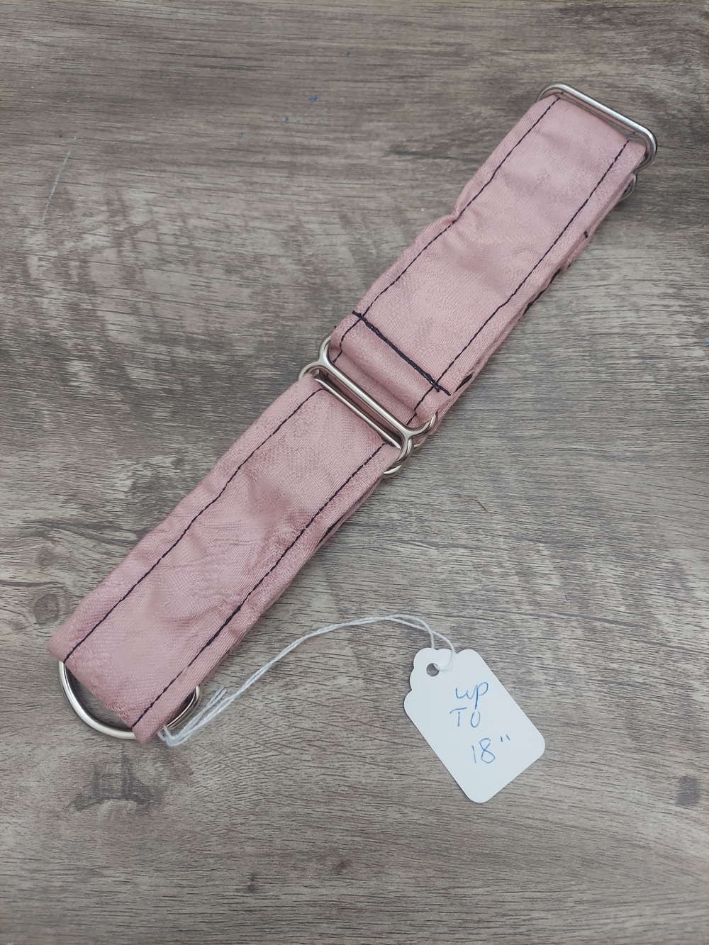 Custom Martingale Dog Collar 1.5" Dusty Rose Pink Damask Jacquard Satin 18"